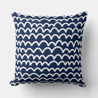 Cojín Decorativo Patrón ondulado - Blanco sobre azul Dk 001744