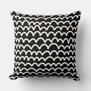 Cojín Decorativo Patrón ondulado - Blanco sobre negro