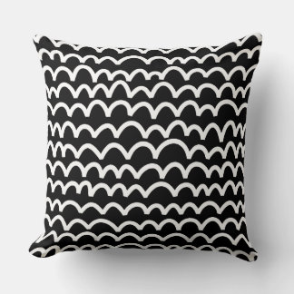 Cojín Decorativo Patrón ondulado - Blanco sobre negro