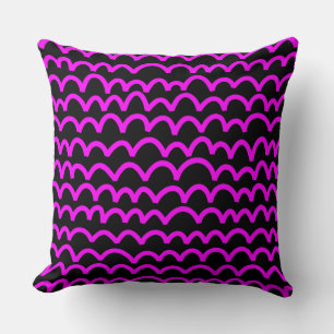 Cojín Decorativo Patrón ondulado - Magenta sobre negro