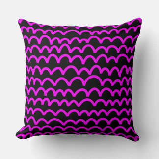 Cojín Decorativo Patrón ondulado - Magenta sobre negro