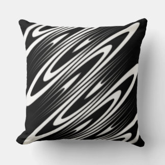 Cojín Decorativo patrón ondulado orgánico suave en blanco y negro