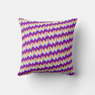 Cojín Decorativo Patrón ondulado retro groovy púrpura y amarillo