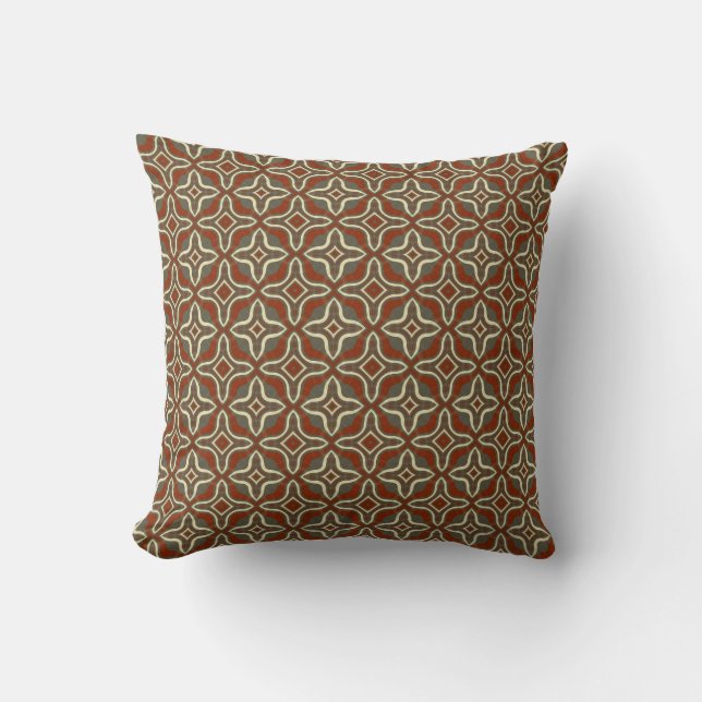 Cojín Decorativo Patrón ondulado reversible gris y óxido (Anverso)