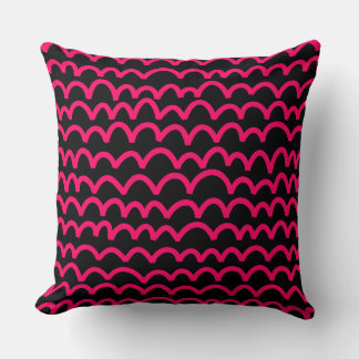Cojín Decorativo Patrón ondulado - rojo neón sobre negro