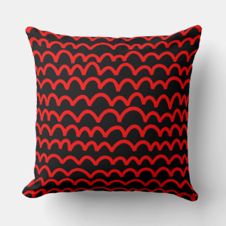Cojín Decorativo Patrón ondulado - rojo sobre negro