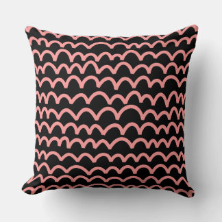 Cojín Decorativo Patrón ondulado - Rosa suave sobre negro