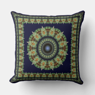 Cojín Decorativo Patrón oriental de hadas fractal verde
