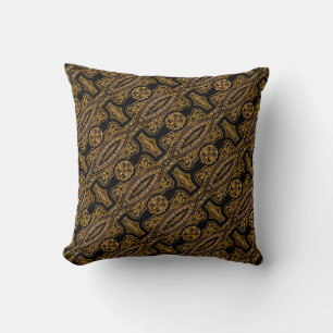 Cojín Decorativo Patrón Ornamental Dorado Barroco