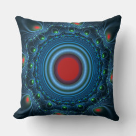 Cojín Decorativo Patrón ornamental fractal azul