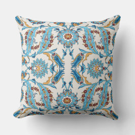 Cojín Decorativo Patrón Ornate Floral - Tela Elegante Azul y Oro
