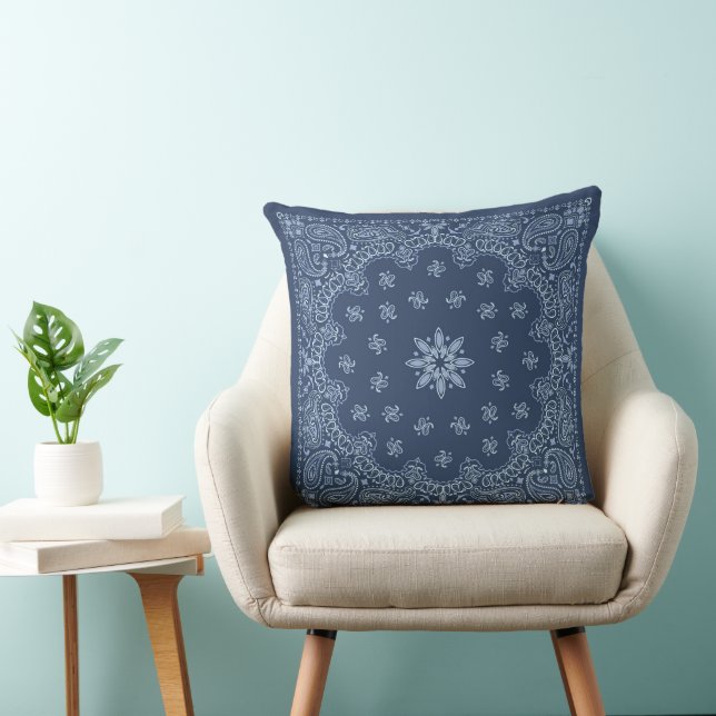 Cojín Decorativo Patrón paisajista azul y blanco (Silla)