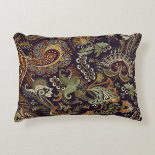 Cojín Decorativo Patrón Paisley colorido. Papel pintado de la etnia
