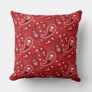 Cojín Decorativo Patrón Paisley con fondo rojo-23214