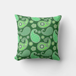 Cojín Decorativo Patrón Paisley, Esmeralda y Verde Jade