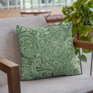 Cojín Decorativo Patrón Paisley Floral de tonos verdes