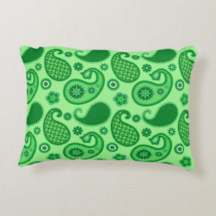 Cojín Decorativo Patrón Paisley, Jade y verde esmeralda