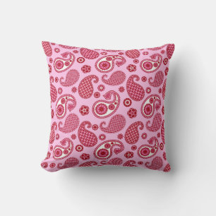 Cojín Decorativo Patrón paisley, menta rosa y blanco