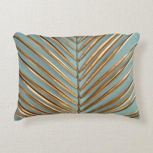 Cojín Decorativo Patrón Palm Tropical Pintado de Oro