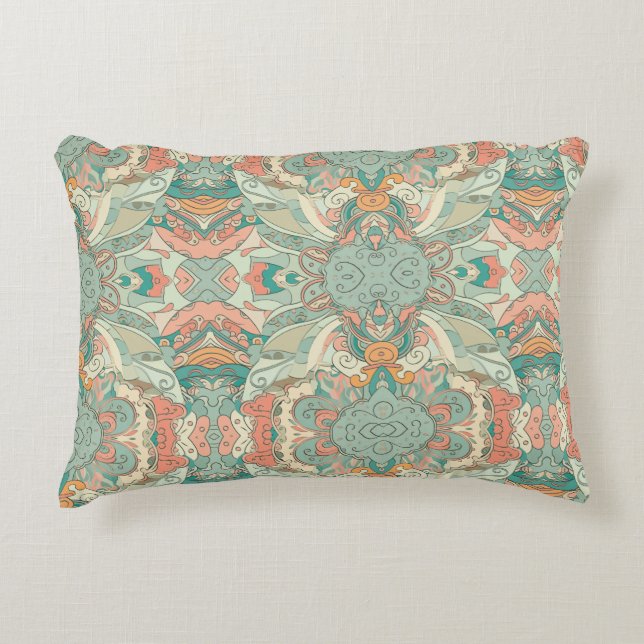 Cojín Decorativo Patrón Pastel Resumen Paisley (Anverso)