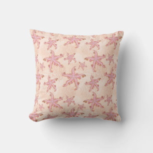 Cojín Decorativo Patrón Pastel rosa de pez estelar y coral