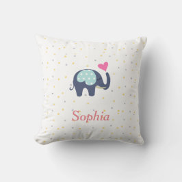 Cojín Decorativo Patrón personalizado de elefante y estrellas