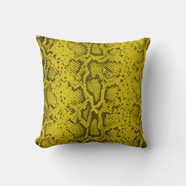 Cojín Decorativo Patrón Piel de serpiente exótico| amarillo (Anverso)