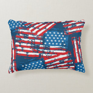 Cojín Decorativo Patrón pintado de la bandera estadounidense con pr