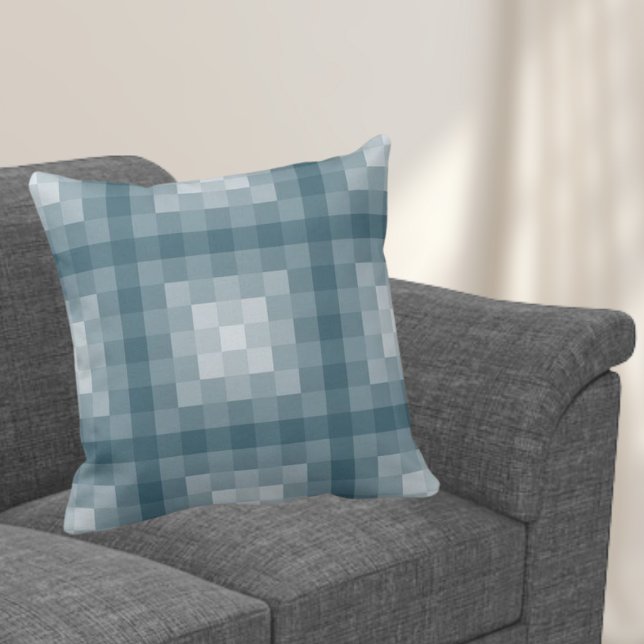 Cojín Decorativo Patrón Pixel cuadrado en tonos azules (Subido por el creador)