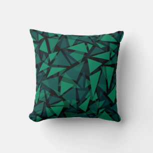 Cojín Decorativo Patrón poligonal esmeralda verde abstracto