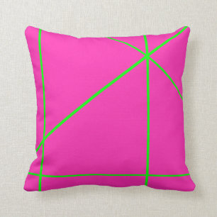 Cojín Decorativo Patrón pop neón rosa y verde rayas 90