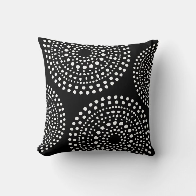 Cojín Decorativo Patrón primitivo del boho mosaico negro (Anverso)