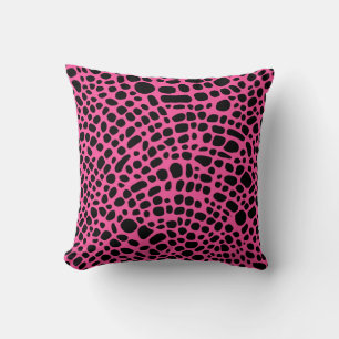 Cojín Decorativo Patrón Psicodélico De Piel Oragnica Rosa Y Negro