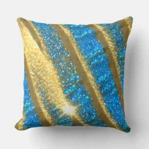 Cojín Decorativo Patrón Purpurina azul y dorado