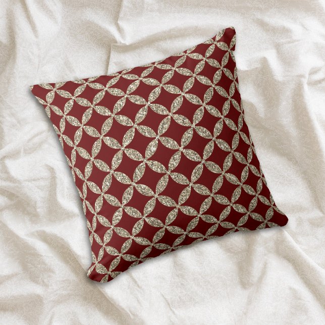 Cojín Decorativo Patrón Purpurina Faux de Maroon Red Elegant (Subido por el creador)