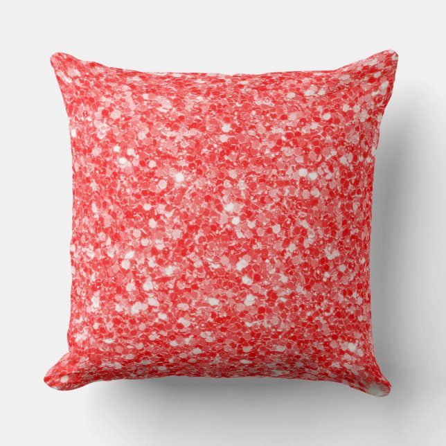 Cojín Decorativo Patrón Purpurina Rojo Y Blanco (Anverso)