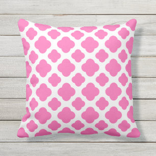 Cojín Decorativo Patrón Quatrefoil Rosa Caliente