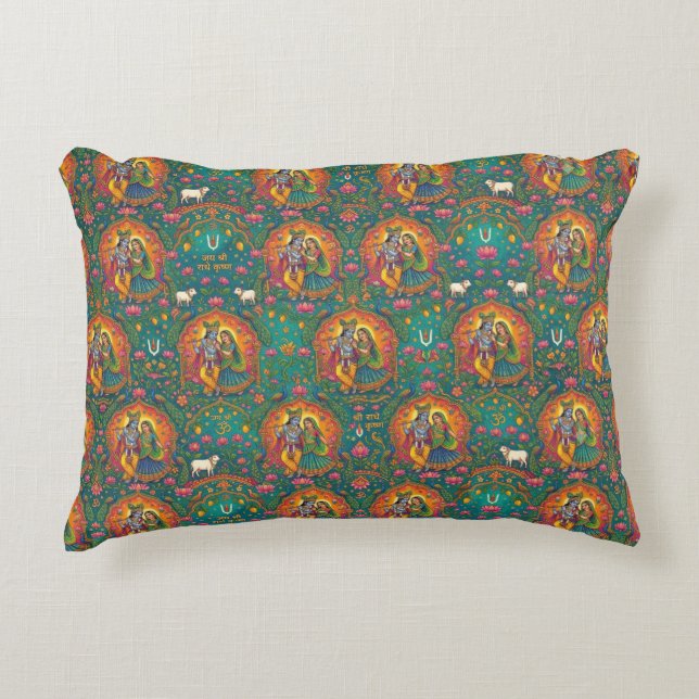 Cojín Decorativo Patrón Radhe Krishna (Anverso)