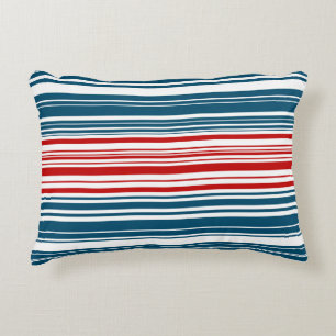 Cojín Decorativo Patrón rayado azul rojo blanco