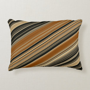 Cojín Decorativo Patrón rayado de color marrón y negro
