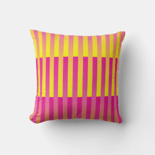 Cojín Decorativo Patrón rayado de Naranja amarillo rosado