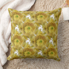 Cojín Decorativo Patrón repetido de flor de cactus amarillos en bla