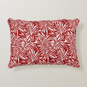 Cojín Decorativo Patrón repetitivo de hoja tropical blanca y roja