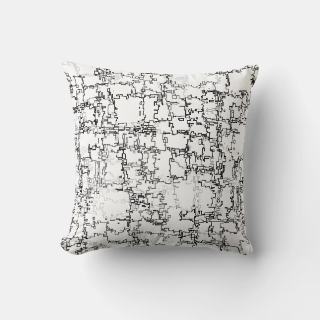 Cojín Decorativo Patrón resumen en blanco y negro (Anverso)