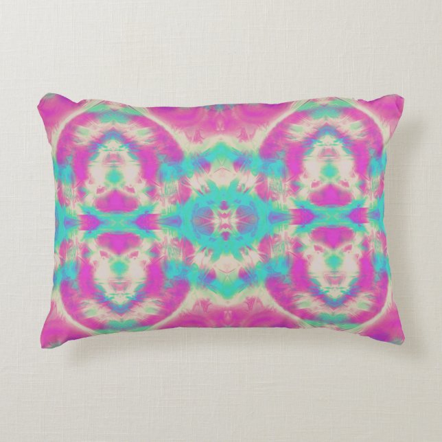 Cojín Decorativo Patrón resumen rosa y azul (Anverso)