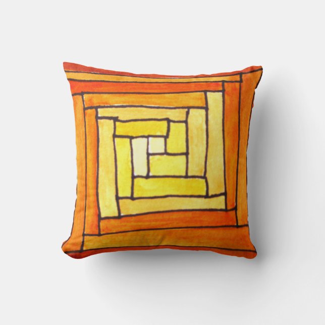 Cojín Decorativo patrón retro art deco amarillo (Anverso)