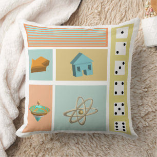 Cojín Decorativo Patrón retro de dados de Gameroom