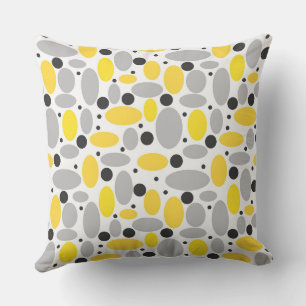 Cojín Decorativo patrón retro de frijol gris amarillo para decoraci