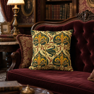 Cojín Decorativo Patrón retro de lirio Art Nouveau por Walter Crane