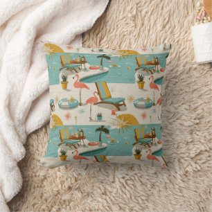 Cojín Decorativo Patrón Retro de Verano junto a la Piscina de Flame